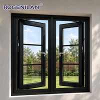 Ventana Abatible de Aluminio con Doble Acristalamiento y Rejillas, Estilo Americano, Insonorizada, Marca Rogenilan, en Venta