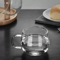 Tasses à café en verre borosilicate transparent à paroi simple de 350 ml avec poignée, sans BPA, résistantes à la chaleur, compatibles micro-ondes et lave-vaisselle, isolées