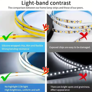 แถบไฟ LED COB แบบหรี่แสงได้320 LED/<span class=keywords><strong>m</strong></span> USB 5โวลต์ ROHS CE USB ควบคุมแบบสัมผัส IP20บ้านแสง LED ที่มี8mm PCB กว้าง - Product Image 4