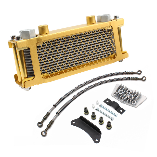 Motorcycle Bike Aluminum Oil Cooling Cooler Kit Radiator Set For 50Cc 70Cc 90Cc 110Cc 125Cc 140Cc Motorcycles Engine Oil Coolers