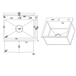 Évier de cuisine rectangulaire simple en acier inoxydable SUS304, fait main, grand format, épaissi, avec fonction de lavage de la vaisselle, sans <span class=keywords><strong>robinet</strong></span> - Product Image 6