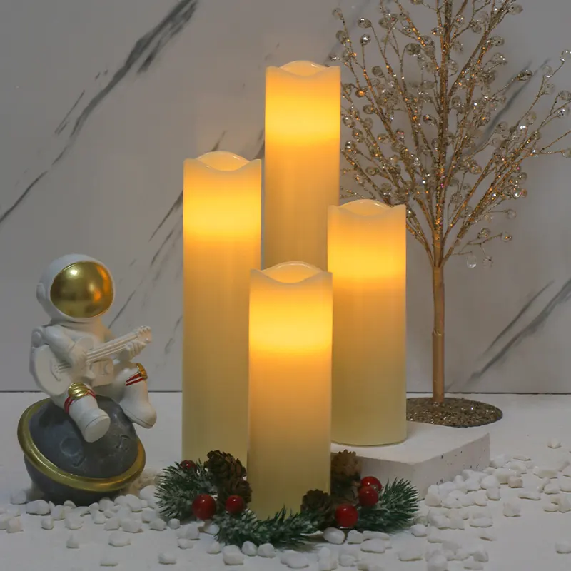 KSWING 5 * 15 cm & 5 * 20 cm Großhandel Elfenbein echte Wachs Batterie flammeloses Licht Led-Kerze dekorative Säule Hochzeit elektrische Led-Kerze