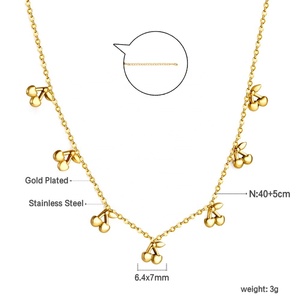 Collar de Cereza Delicado Chapado en Oro de 18K, Collar Gargantilla con Colgante de Acero Inoxidable, Joyería Impermeable y Resistente al Deslustre, Venta al por Mayor - Product Image 2