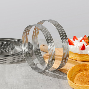 Moule à pâtisserie en métal Anneau à gâteau rond antiadhésif en acier inoxydable Anneaux à tarte perforés Anneaux à tarte ronds - Product Image 4