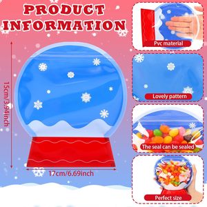 Bolsas de Regalo Navideñas Personalizadas con Diseño de Nieve, Bolsas de Celofán Transparentes Reutilizables, Bolsas de Regalo con Globo de Nieve para Empacar Galletas - Product Image 2