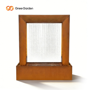 Fontaine d'eau irrégulière en acier Corten Gnee Garden, finition naturelle, décoration de jardin extérieur, style moderne, écran LED - Product Image 1