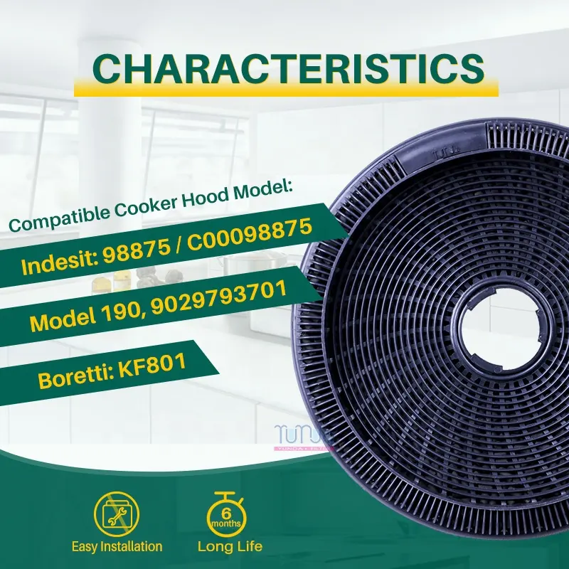 Compatible With 190 DKF99557 KF801 49002519 APP2440 Cooker Hood Round Carbon Filter With Flame-Retardant Non-Woven Fabrics