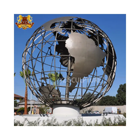 Decoración de Parque al Aire Libre, Globo Terráqueo de Metal de Gran Tamaño, Estatua de Globo Terráqueo de Acero Inoxidable en Venta