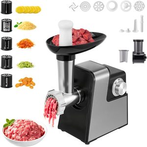 Hachoir à viande électrique 1000W 10 en 1 en acier inoxydable, coupe-légumes, poussoir à saucisses - Product Image 1
