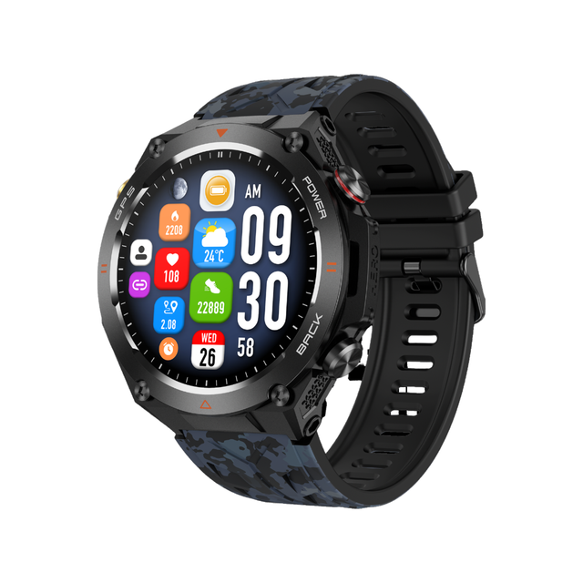 1.45 Inch 650mAh Long Battery Life Outdoor Health Monitor GPS Smart Watch With Altimeter Barometer Compass