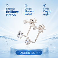 Boucles d'oreilles tendance minimalistes géométriques délicates et chics en argent sterling 925 pour femme, avec zircon cubique rond