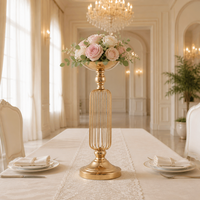 Chandelier en fil de fer plaqué or de qualité supérieure, de style européen, pour décoration de table, idéal pour mariages romantiques et présentations commerciales
