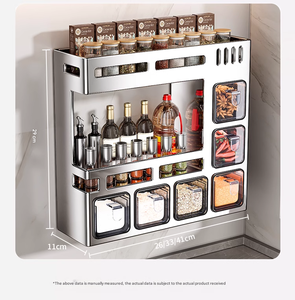 Estante de Almacenamiento de Cocina de Acero Inoxidable <span class=keywords><strong>para</strong></span> Montar en la Pared, Organizador de Condimentos, Sin Perforaciones, Soporte <span class=keywords><strong>para</strong></span> Utensilios y <span class=keywords><strong>Especias</strong></span> - Product Image 2