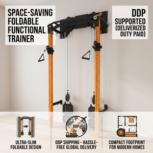 Máquina de Gimnasio <span class=keywords><strong>Multifuncional</strong></span> Plegable de Pared con Pesas Integradas, Rack de Sentadillas que Ahorra Espacio, Sistema de Poleas Fijas con Cable Cruzado - Product Image 1