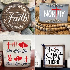 10 PCS pochoirs de foi chrétienne avec citations et versets bibliques pour la <span class=keywords><strong>peinture</strong></span> sur bois, toile, murs, meubles, porches, portes d'entrée - Product Image 5
