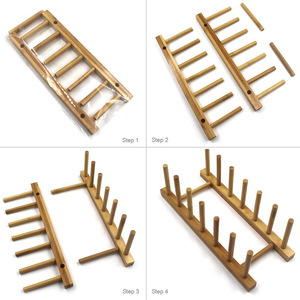 Bamboo <b>Lid</b> Rack Stainless Steel Kitchen Storage Stand For <b>Pot</b> <b>Lids</b> Dishware Organizer With 6 Slots Simple Design - Product Image 3