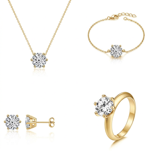 Set Perhiasan Moissanite Kupu-kupu Mewah Perak S925 1/2/3CT Enam Prong Solitaire Kalung Gelang Cincin Anting Stud GRA - Product Image 5