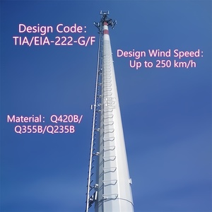 Torre Cónica Estética de Acero Galvanizado para Antena Monopolar 5G de 25m-60m, para Despliegue Urbano e Integración en la Silueta Urbana - Product Image 2