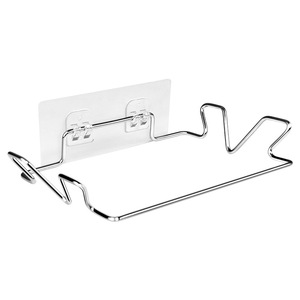 Stainless Steel Garbage Bag Holder Wall Mounted Rectangle Punch Free Polished Finish Kitchen Storage Rack - Product Image 1