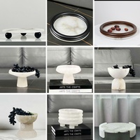 STONEKOCC Plateau en marbre blanc d'albâtre espagnol, style Art Déco, accessoires créatifs pour la maison, plat décoratif pour fruits, pour modèle