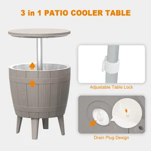 Bistro Bar Patio Garden Chill Ice Cooler Lift Top Coffee Wine Beer Table With Storage