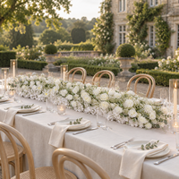 Composition florale artificielle de mariage en soie blanche de haute qualité, centre de table long pour réception et décoration de table des mariés