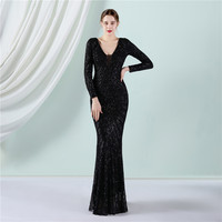 19055-S #2022 nouveau processus perle mode femmes Sexy décolleté en V profond paillettes soirée grosse dame robe grande taille robe Super taille