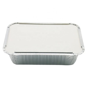 260ML Heat Sealable <b>Square</b> Aluminum Foil Food <b>Container</b> With <b>Plastic</b> Lid - Product Image 1