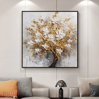 Meilleures ventes - Peinture à l'huile originale de la marque HOTEN, paysage moderne, peinture à la main, fleurs texturées sur toile, pour la décoration de la maison