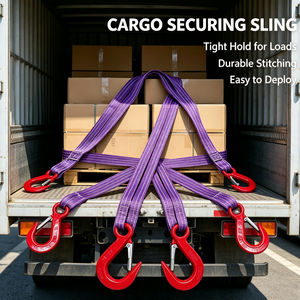 Sangle plate réglable à 4 brins en polyester, capacité 6 tonnes, résistante à l'usure, facteur <span class=keywords><strong>de</strong></span> sécurité 5:1 pour panneaux <span class=keywords><strong>de</strong></span> béton préfabriqués en entrepôt - Product Image 1