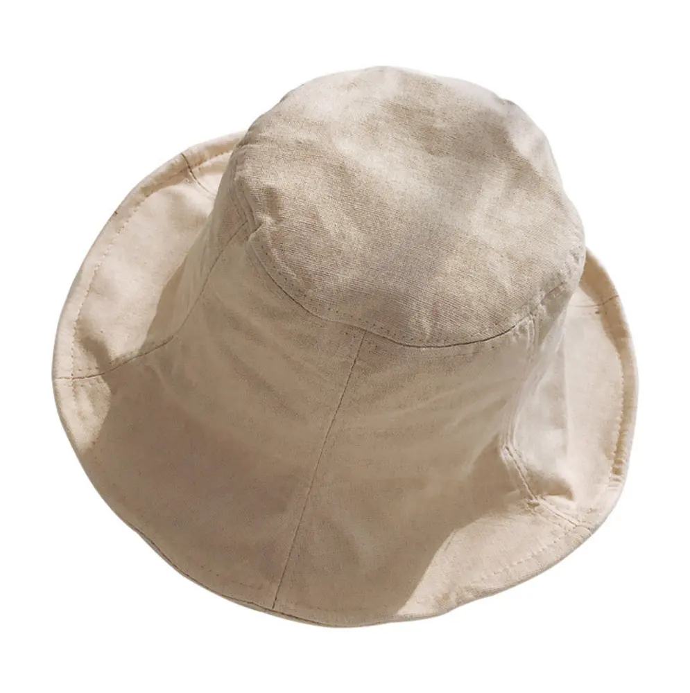 Custom Japanese Korean style spring and summer folding outdoor sun protection linen flax natural fisherman cap buckets hat/caps