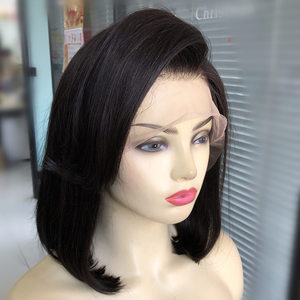 Pelucas de Cabello Humano Natural Virgen Remy, Color Negro Natural, 13x4 Pulgadas, Estilo Bob con Frente de Encaje, para Mujer, Precio al por Mayor - Product Image 3