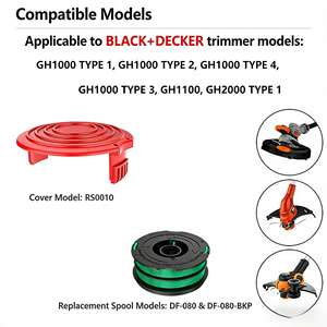 6PCS Set DF-080 <b>String</b> Trimmer line Spool Replacement for <b>Black</b> and Decker GH1100 GH1000 GH2000 30ft 0.080" Dual Auto-Feed Spool - Product Image 4