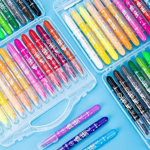 סט עפרונות רחיץ ידידותי לסביבה 24 צבעים ציוד אמנות לסטודנטים לציור וריפוף לילדים