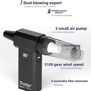 Contrôle de vitesse progressif à 130 000 tr/min, dernier design compact, mini turbo souffleur, ventilateur à jet, 8000 mAh, dépoussiéreur à air haute vitesse pour voiture - Product Image 2