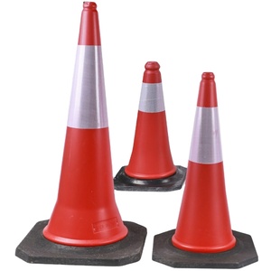 Vente en gros PE route trafic réfléchissant lesté fond en caoutchouc plastique barrière routière cône anti-collision - Product Image 1