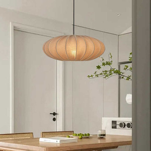 Lampe suspendue ronde en tissu de style Wabi Sabi japonais, base d'ampoule E27, pour restaurant, chambre à coucher, salon, salon de thé, d'inspiration Zen - Product Image 1