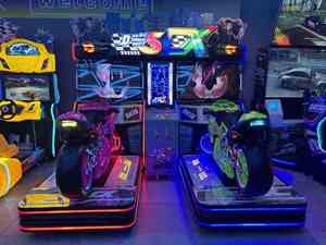 Console de jeu d'arcade de course de moto sportive 5DX pour deux joueurs avec fonction de vibration, prise US - Product Image 4