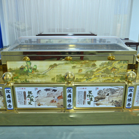 Carroza Funeraria de Titanio Dorado con Enfriamiento Directo, Plataforma de Exhibición, Área Floral Central, Puertas Dobles Correderas y Cuerpo de Cobre