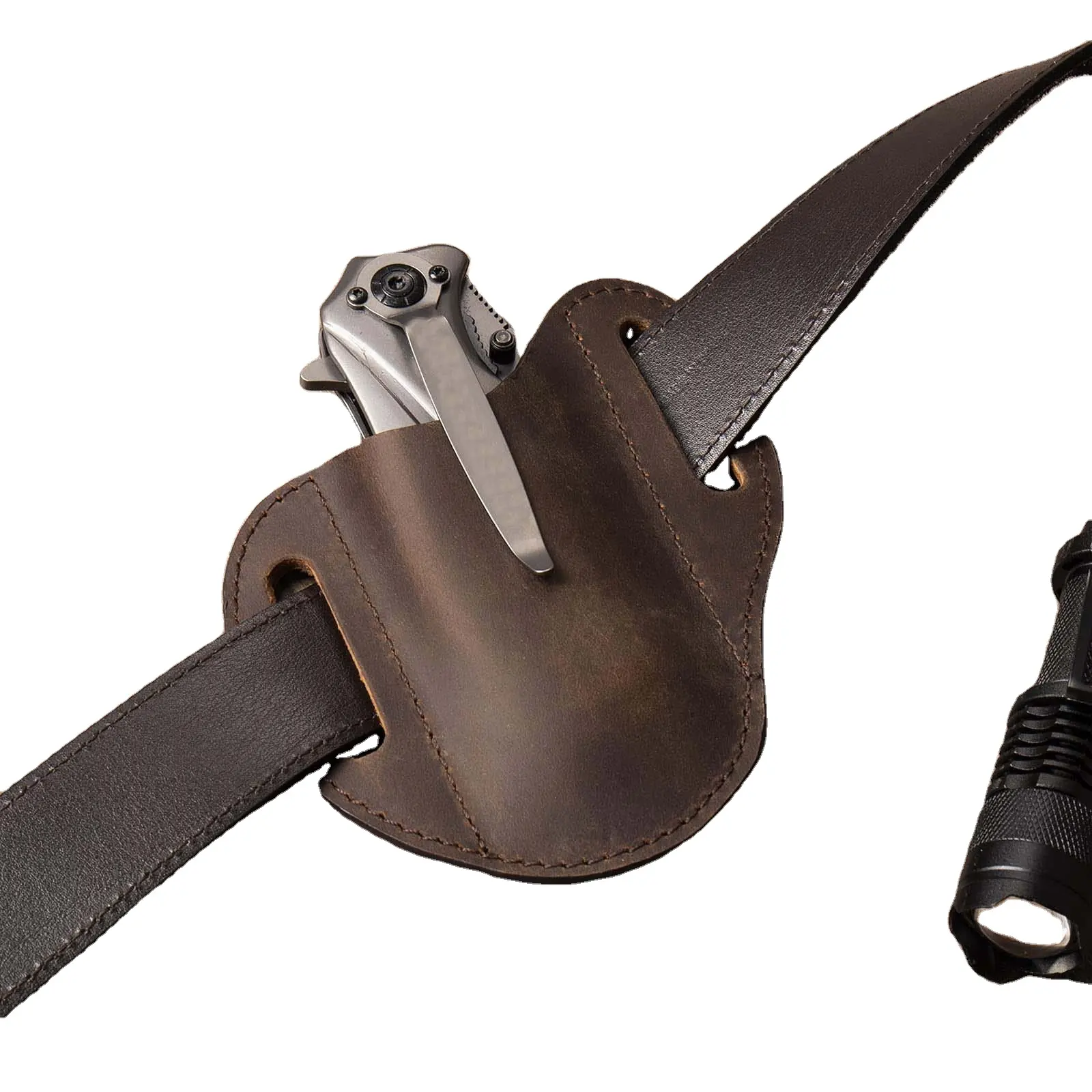 شحن سريع غمد سكين جيب جلدي قابل للطي أدوات تخييم EDC حافظة رجالي حامل سكاكين مصيدة للحزام
