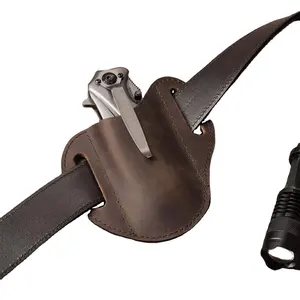 Cuchillo plegable de bolsillo de cuero de envío rápido, funda para herramientas EDC para acampar, funda para hombre, cuchillos trampero, portador para cinturón