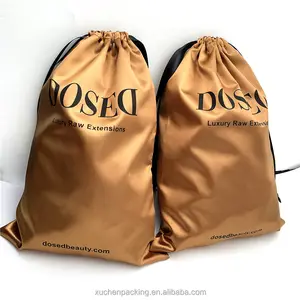 Custom Sex Lingeries Silk Dust Bag With Own Logo Luxury Raw Extension Hair Packaging Satin Bags
