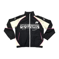 Ensemble de survêtement de course personnalisé avec logos brodés, doublure en maille, veste et pantalon de sport tendance streetwear