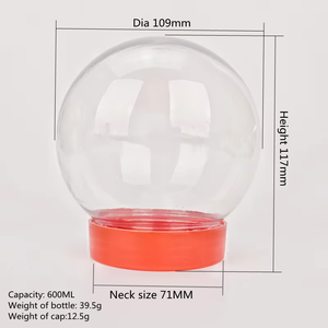 Vente en gros PET 600ml en <span class=keywords><strong>plastique</strong></span> <span class=keywords><strong>transparent</strong></span> en forme de <span class=keywords><strong>boule</strong></span> bouteille transparente pot de stockage de nourriture noix bouteille de bonbons de Noël - Product Image 2