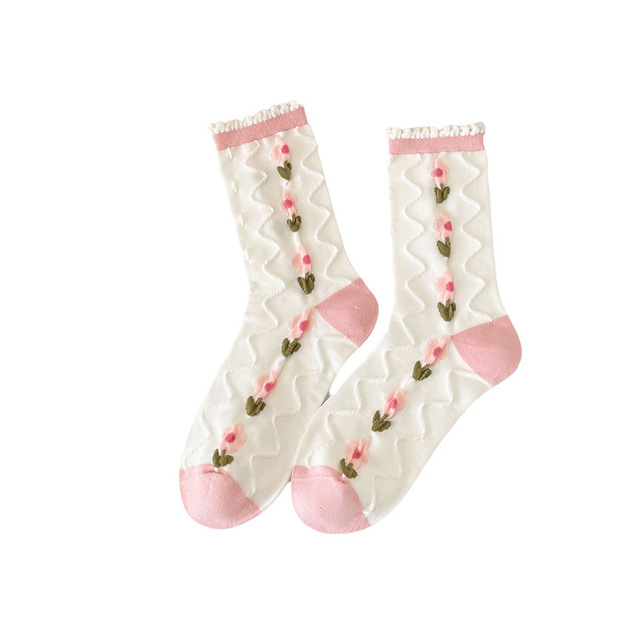 Summer Custom Students Crew Cute Cartoon Design Cotton Breathable Women's Crew Socks  for Woman