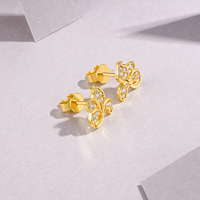 Anting-anting stud bunga moissanite perak sterling 925 untuk wanita, berlapis emas 18K, moissanite warna D, VVS1, berlian floral