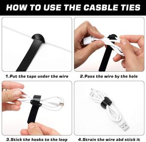 100pcs tái sử dụng 100% Nylon thân thiện với môi quan hệ cáp 4-10inch có thể điều chỉnh Hook & vòng dây đeo may sử dụng màu đen - Product Image 2