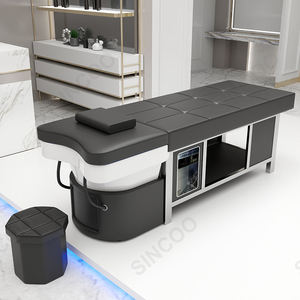 Stainless Steel <b>Portable</b> Massage Shampoo Bed with Water <b>Heater</b> Customizable Color Genuine Leather Shampoo Chair Ceramic Basin - Product Image 4