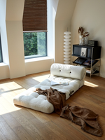 Sofá Cama Plegable de Metal Minimalista Moderno para Personas que Buscan Comodidad, con Cojín de Tela, Portátil, para Uso en Hoteles y Salas de Estar, Reclinable