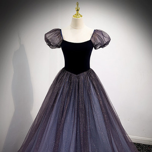 Women's Evening Gown Empire Waist Scoop Neck Ball Gown Chiffon Long Dress For Banquet Performance Art Exam - Product Image 2